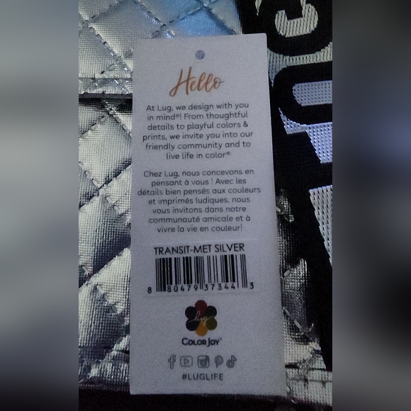 NWT Lug Transit Reusable Tote Bag, Metallic Silver - Picture 2 of 2